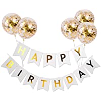 Meowoo Globos Cumpleaños Happy Birthday- Suministros y Decoración Látex Globos De Confeti Decoraciones De Fiesta-5…